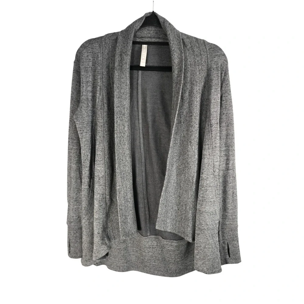 Athleta Gray Open Front Cardigan Sweater Thumb Hole‎ Cuffs Womens  XXSmall